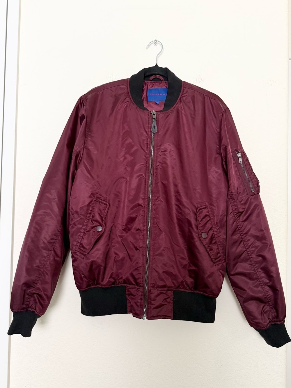❤️ burgundy aeropostale unisex puffer bomber jacket